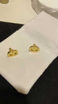 Simple golden women earrings.CD Alphabet Earrings 10mm Pearl Accents
