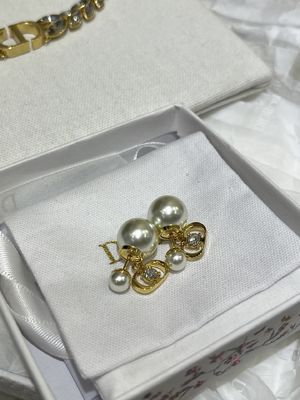 Rhinestone Pearl Double Ball Earrings Luxurious Customizable Anti Allergy