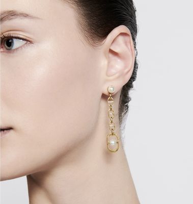 Gold CD Letter Pearl Drop Earrings 18K gold plated.Stud Earring
