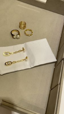 Gold CD Letter Pearl Drop Earrings 18K gold plated.Stud Earring