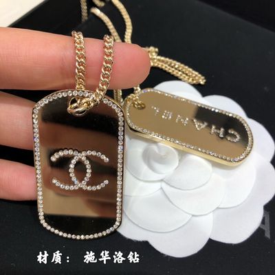 Gold Crystal Square Pendant Necklace Luxury Necklaces With Diamond Chain