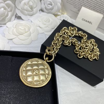 Classic Retro Brass Chain Necklace 18k Gold Plated 18 Inch Vintage Luxury Necklaces For Women , Chanel Necklace