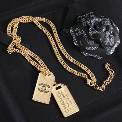 Double C Gold Plated Necklace 60cm Length Luxury Necklaces With 4.5cm Pendant