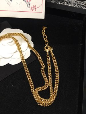Double C Gold Plated Necklace 60cm Length Luxury Necklaces With 4.5cm Pendant