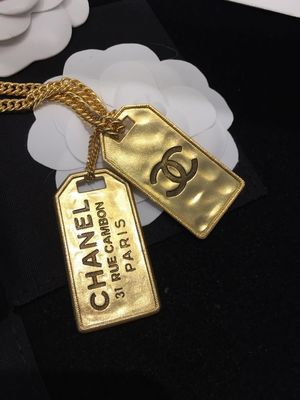 Double C Gold Plated Necklace 60cm Length Luxury Necklaces With 4.5cm Pendant