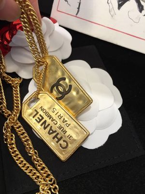 Double C Gold Plated Necklace 60cm Length Luxury Necklaces With 4.5cm Pendant