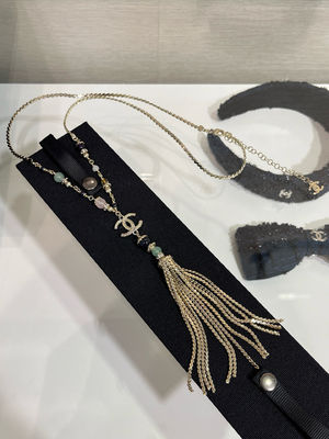 Double C Multi Gem Crystal Fringe Necklace 65-80cm Length Luxury Necklaces