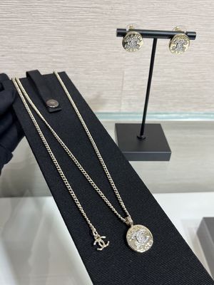 Silver High End Jewelry Necklaces Full Diamond Double C Gold Coin Clasp Necklace