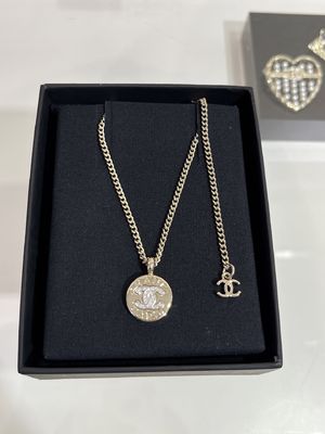 Silver High End Jewelry Necklaces Full Diamond Double C Gold Coin Clasp Necklace