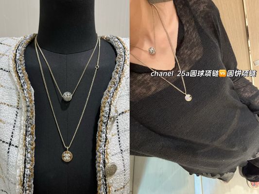 Silver High End Jewelry Necklaces Full Diamond Double C Gold Coin Clasp Necklace