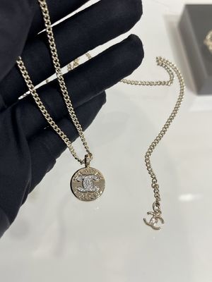 Silver High End Jewelry Necklaces Full Diamond Double C Gold Coin Clasp Necklace