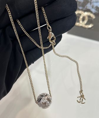Hollowed Silver Star Double C Sphere Light Gold Necklace 40-45CM Length Luxury Necklaces