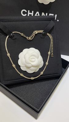 Double C Logo Snake Chain Choker Versatile Luxury Necklaces With 7 Gold Motifs 36-45cm Length