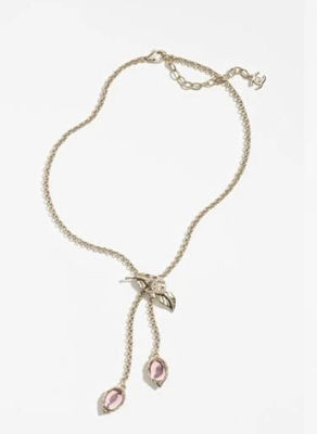 925 Fine Jewelry Silver Necklace Double Peach Pendant Necklace With Crystals
