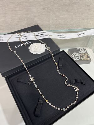 Colorful Crystal Star Double C Pearl Pendant Necklace 70-80cm Length Versatile Design