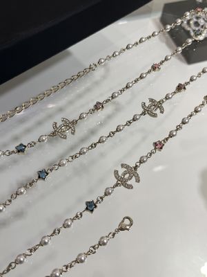 Colorful Crystal Star Double C Pearl Pendant Necklace 70-80cm Length Versatile Design
