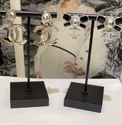 23K Black White Pearl Luxury Earrings Gem Bow Pearl Drop Earrings