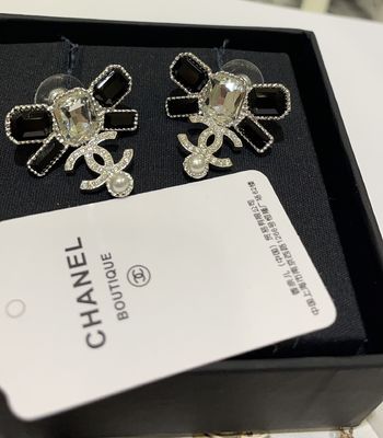 23K Black White Pearl Luxury Earrings Gem Bow Pearl Drop Earrings