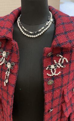 Black White Luxury Pearl Necklace Gem Bow Double Layer 45-50cm Length Luxury Necklaces