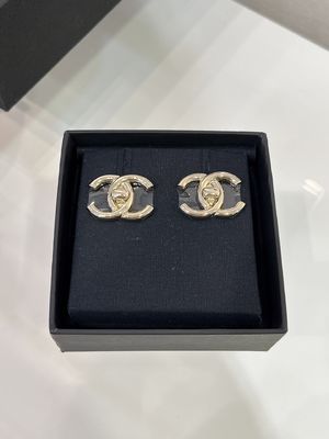 2025A Gold Book Closure CC Stud Earrings ,Fashion Earrings