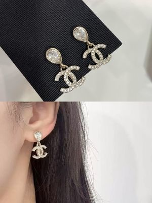 18K Gold Plated Double C Teardrop Earrings with Swarovsk* Crystals
