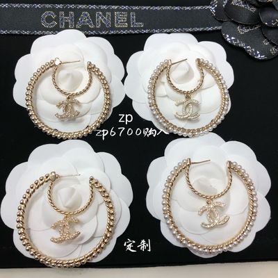 Asymmetric Double C Pearl Earrings 18k Gold Plated 15-20mm Size Double C Stud Earrings