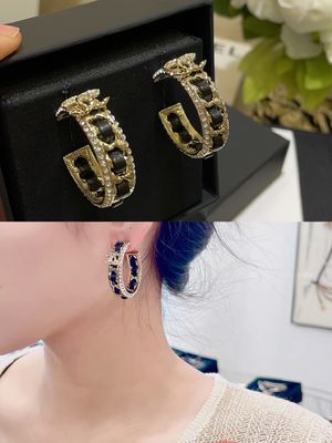 15mm Size Luxury Hoop Earrings Light Gold Sheepskin Leather With Rhinestones
