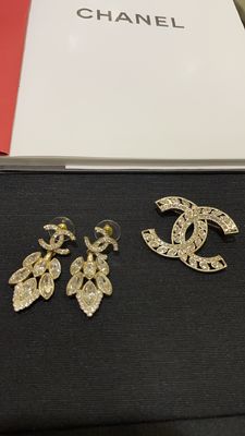 Double C Wheat Sheaf Brooch Light Gold Handmade With Diamond
