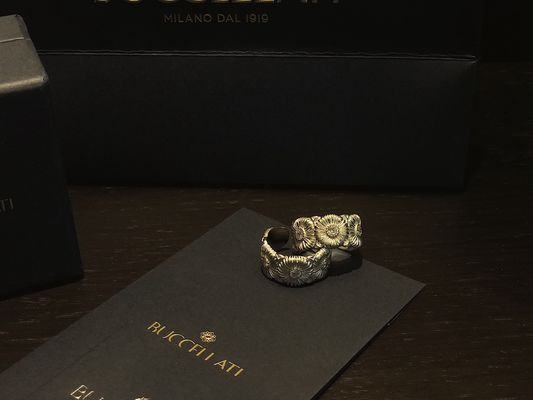 Elegant Buccellati Silver Ring Silver Daisy Ring Adjustable Size #6-10.3 With White Gemstones