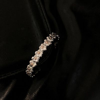 925 Silver Floral Design Bangles Adjustable 6-10.3 Size Flower Silver Bangles For Men Women