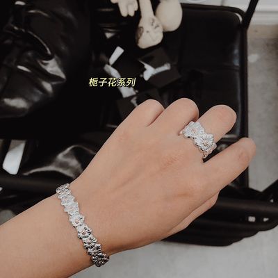 925 Silver Floral Design Bangles Adjustable 6-10.3 Size Flower Silver Bangles For Men Women