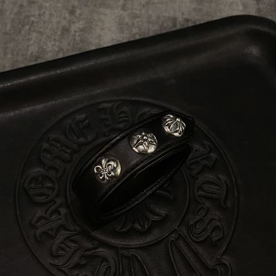 Unisex 925 Silver Bracelets Adjustable Triple Element Leather Bracelet