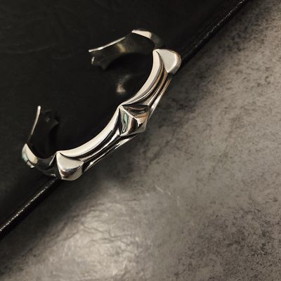 Adjustable 925 Silver Bangles Vintage Fishbone Design For Men