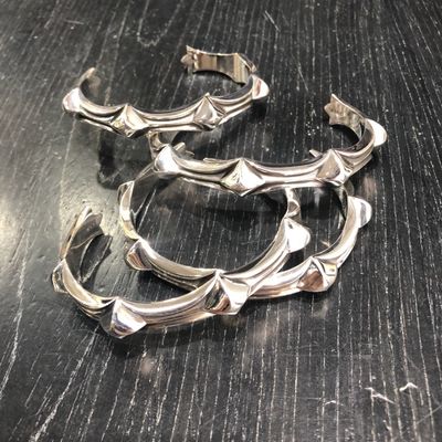 Adjustable 925 Silver Bangles Vintage Fishbone Design For Men