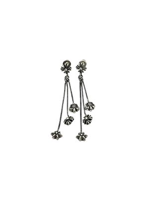 Cross Tassel 925 Silver Earrings Medium Size Elegant With Antique Finish