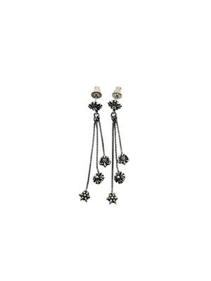 Cross Tassel 925 Silver Earrings Medium Size Elegant With Antique Finish