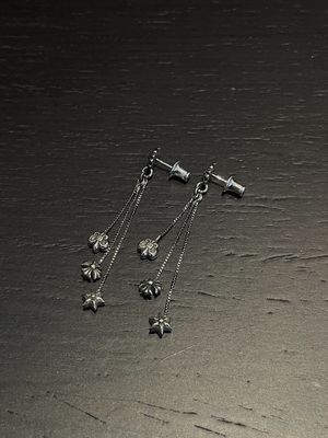 Cross Tassel 925 Silver Earrings Medium Size Elegant With Antique Finish