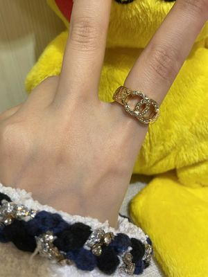 Vintage Double C Ring #6#7#8 Size Modern Design With Full Diamond