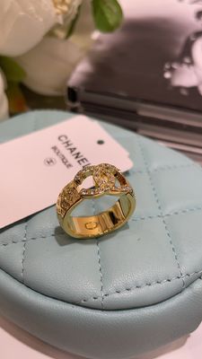 Vintage Double C Ring #6#7#8 Size Modern Design With Full Diamond