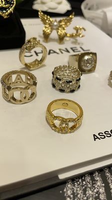 Vintage Double C Ring #6#7#8 Size Modern Design With Full Diamond