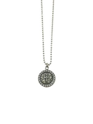 925 Silver Full-Diamond Angel Disk Pendant Necklace - Unisex Classic Design for Daily Wear