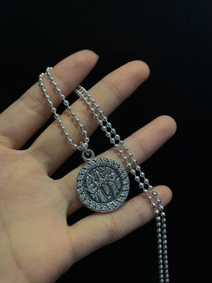 925 Silver Full-Diamond Angel Disk Pendant Necklace - Unisex Classic Design for Daily Wear