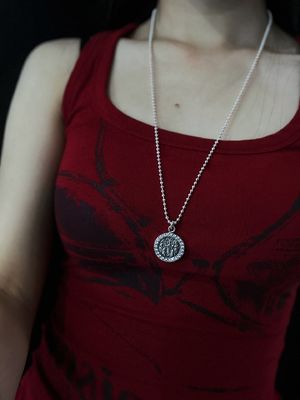 925 Silver Full-Diamond Angel Disk Pendant Necklace - Unisex Classic Design for Daily Wear