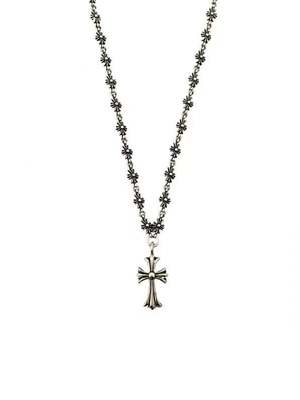 925 Silver Necklace with Blue Zirconia Cross Pendant and 55cm Box Chain
