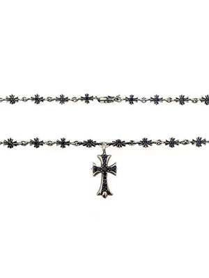 925 Silver Necklace with Blue Zirconia Cross Pendant and 55cm Box Chain