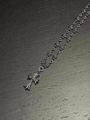 925 Silver Necklace with Blue Zirconia Cross Pendant and 55cm Box Chain