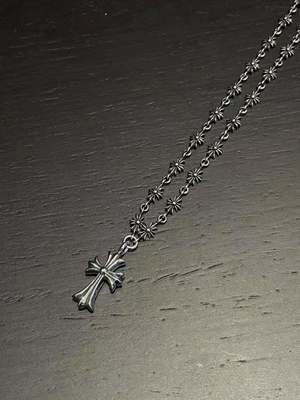 925 Sterling Silver Cross Pendant Necklace with Red Zirconia and 55cm Length