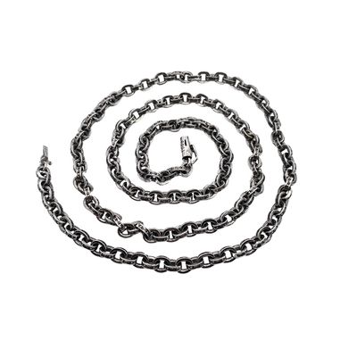 65cm Length S925 Logo Antique Finish 925 Sterling Silver Letter Necklace with Lobster Clasp