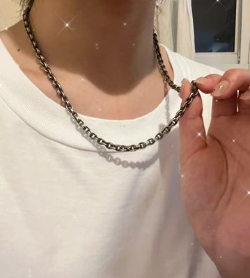 65cm Length S925 Logo Antique Finish 925 Sterling Silver Letter Necklace with Lobster Clasp