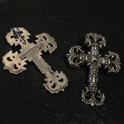 925 Silver Large Flame Cross Necklace with 55-70cm Chain and S925 Logo for Everyday Wear